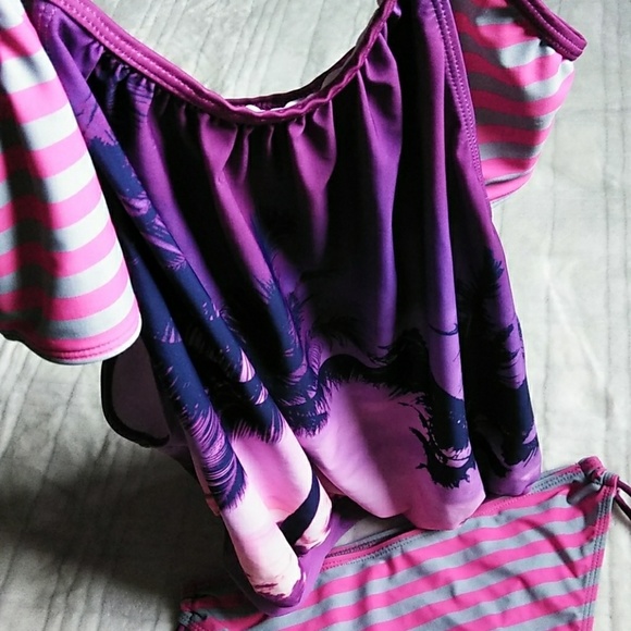 TROPICAL/STRIPES TANKINI SWIMSUIT SET - Picture 8 of 8